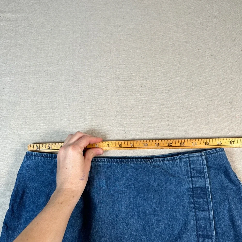 Blue Denim Embroidered Skort‎ Y2K 90s Granola Gorp Western Cotton Mini Wrap